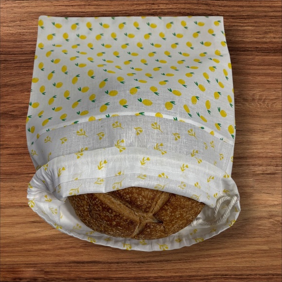 Linen Bread Bag for Homemade Bread, Reusable Sourdough Drawstring Bag - Picture 2 of 6